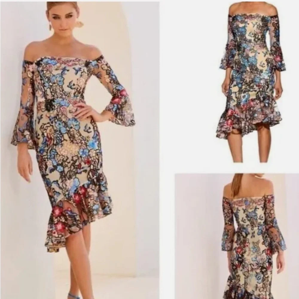 🌹🆕 Alexia Admor Embroidered fit and flare Sequin Formal Wedding Dress Size 10 - Picture 16 of 16